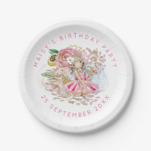 Ballerina Floral Cat Name Birthday Party Paper Plate