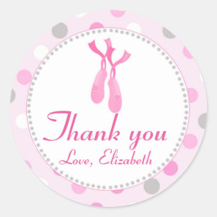 Ballerina Gift Favour Label Sticker Pink Grey