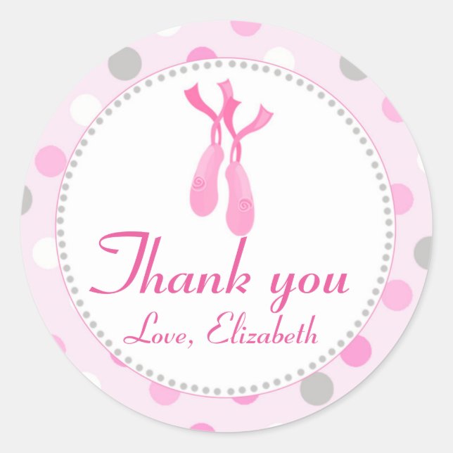 Ballerina Gift Favour Label Sticker Pink Grey (Front)