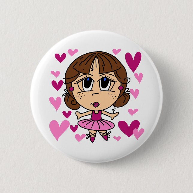 Ballerina Girl 6 Cm Round Badge (Front)