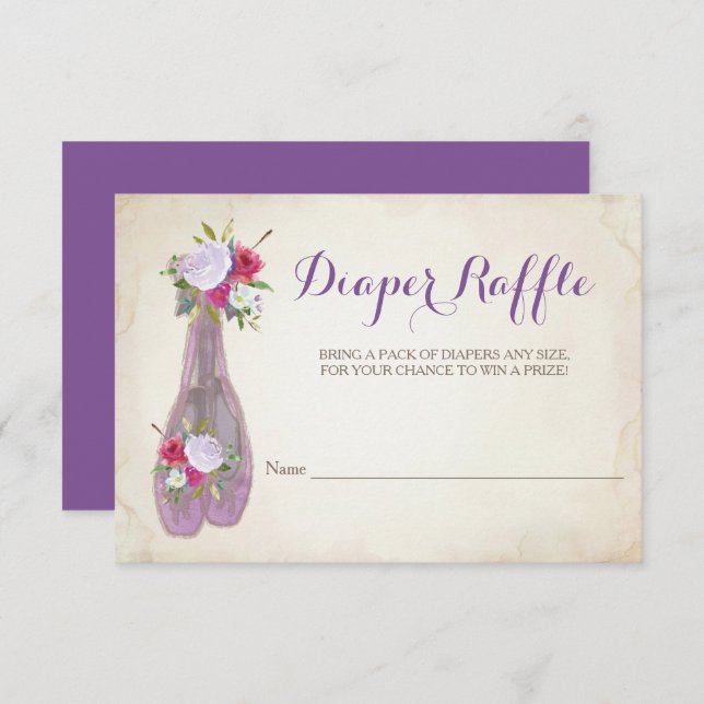 Ballerina Girl Baby Shower Diaper Raffle Invitation (Front/Back)