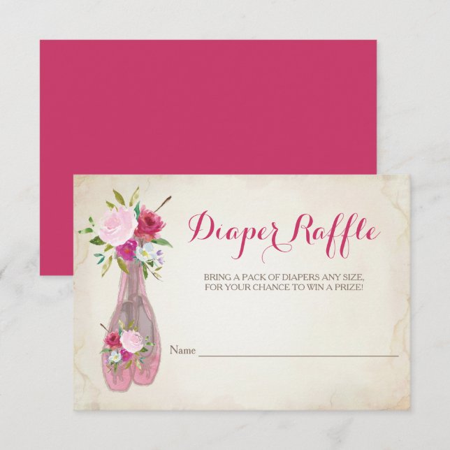 Ballerina Girl Baby Shower Diaper Raffle Invitation (Front/Back)