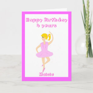 Ballerina Girl Birthday add name age Card