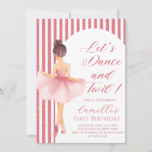 Ballerina Girl birthday Party Invitation