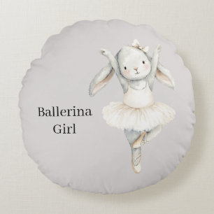 Ballerina Girl Bunny in Tutu Round Cushion