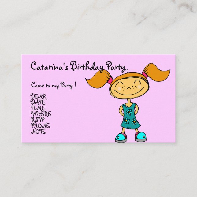 Ballerina Girl - Customised Enclosure Card (Front)