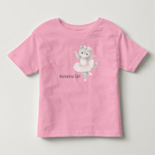 Ballerina Girl Grey Kitten Toddler T-Shirt