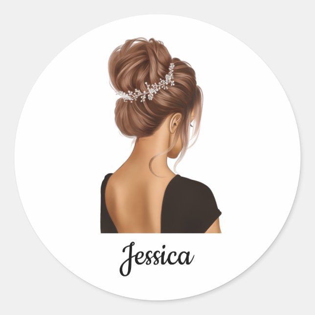 Ballerina Girl in Black Personalised Custom  Classic Round Sticker (Front)