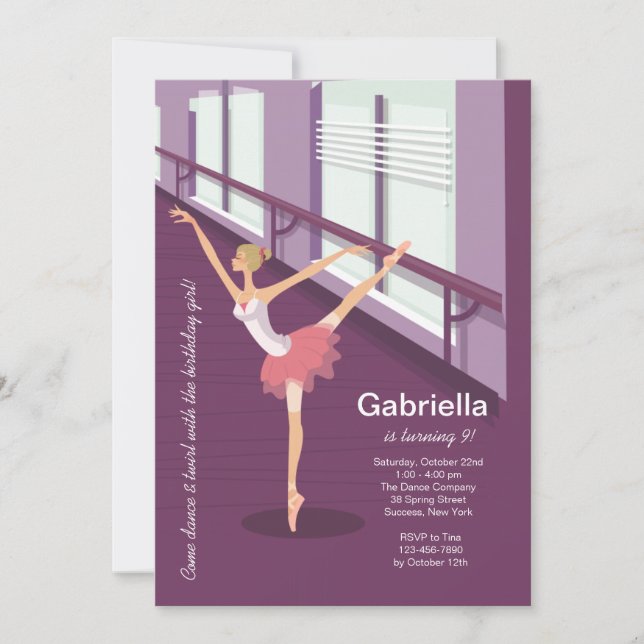 Ballerina Girl Invitation (Front)