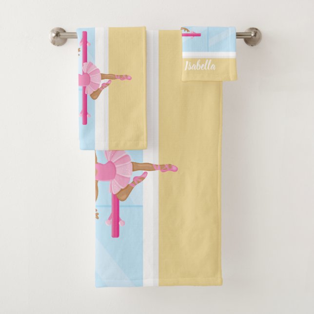 Ballerina Girl Kid's Personalised Bath Towel Set (Insitu)