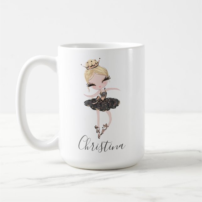 Ballerina Girl Personalised Name Ballet Gift Idea Coffee Mug (Left)