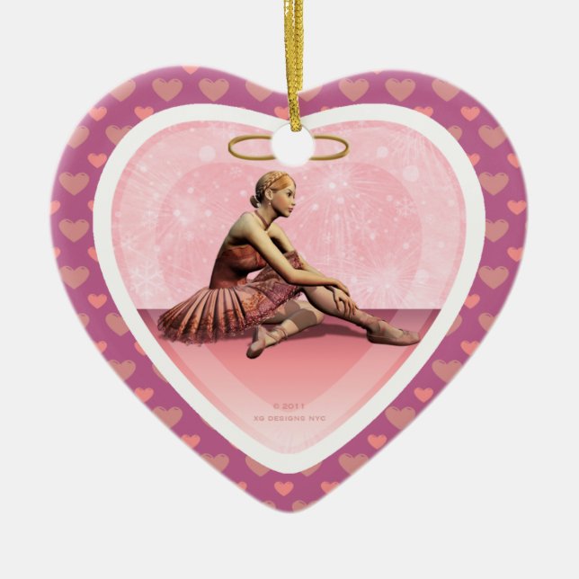 Ballerina Girl Personalised Name Heart Ornament (Front)