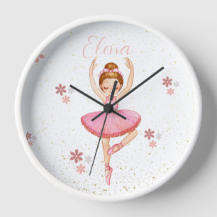 Ballerina girl pink nursery custom clock