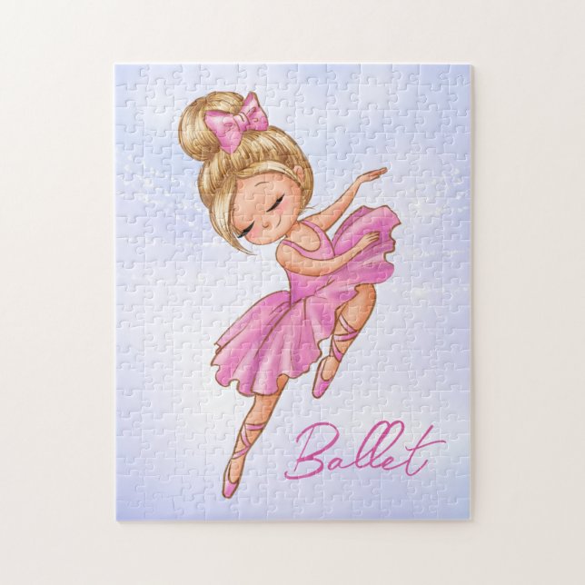 Ballerina Girl Pink, Purple Pretty Ballet Dance Jigsaw Puzzle (Vertical)