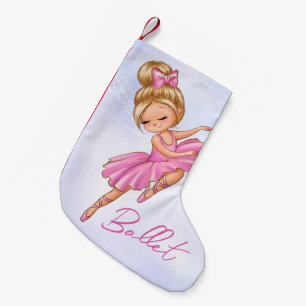 Ballerina Girl Pink, Purple Pretty Ballet Dance Small Christmas Stocking
