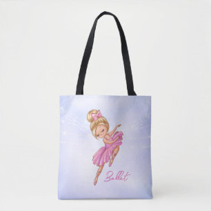 Ballerina Girl Pink, Purple Pretty Ballet Dance Tote Bag