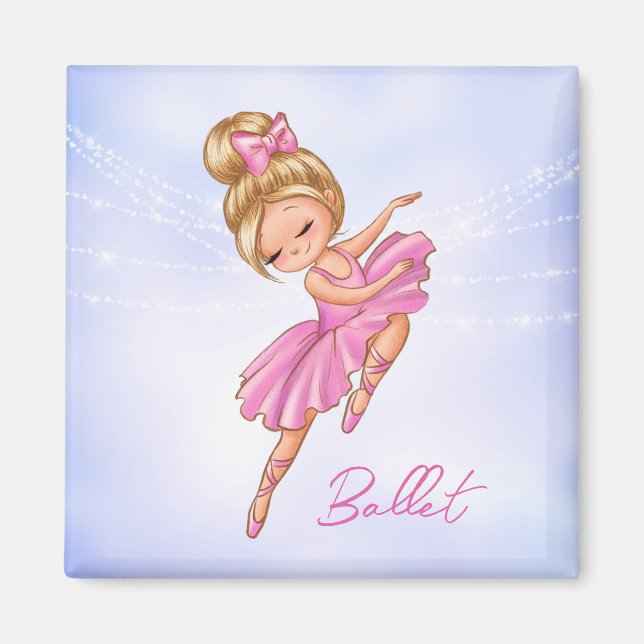 Ballerina Girl Pink, Purple Pretty Ballet Magnet (Front)
