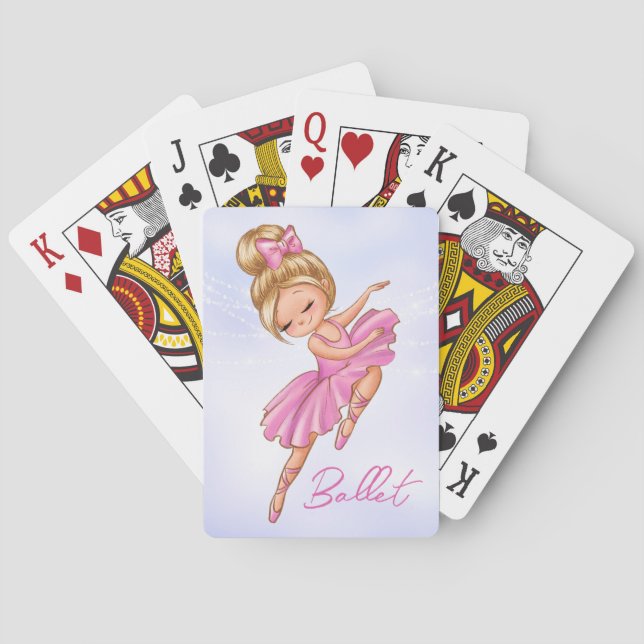 Ballerina Girl Pink, Purple Pretty Ballet Playing Cards (Back)