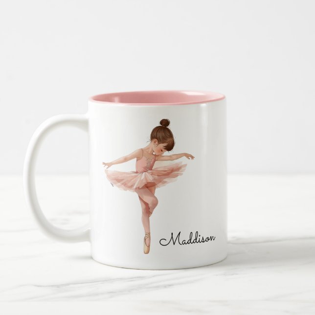 Ballerina Girl Pose Personalised  Two-Tone Coffee Mug (Left)