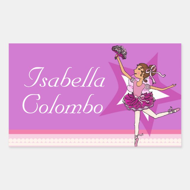 ballerina girl purple ballet name id label sticker (Front)