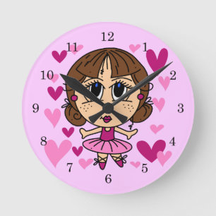 Ballerina Girl Round Clock