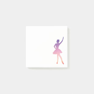 Ballerina girl silhouette pink purple  post-it notes