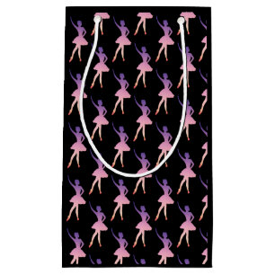 Ballerina girl silhouette pink purple small gift bag