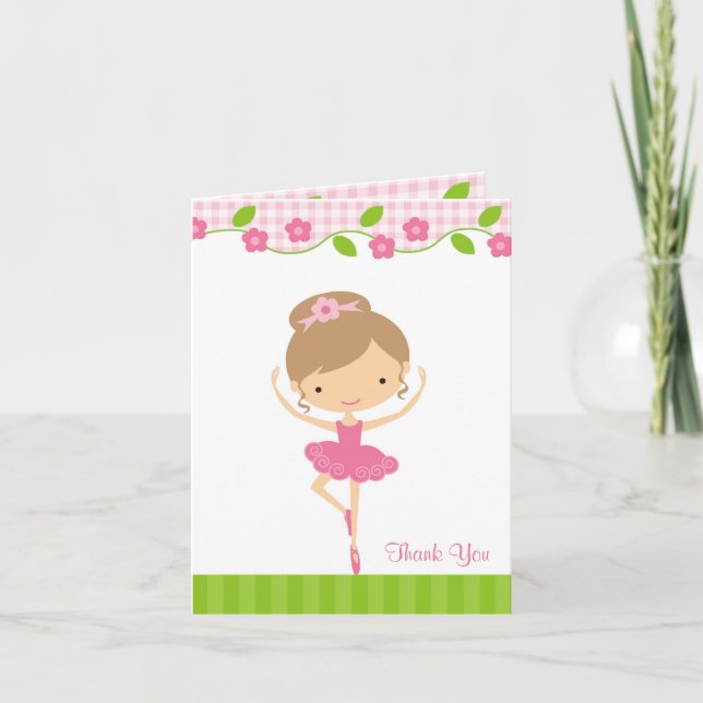 Ballerina Girl Thank You Card (Front)