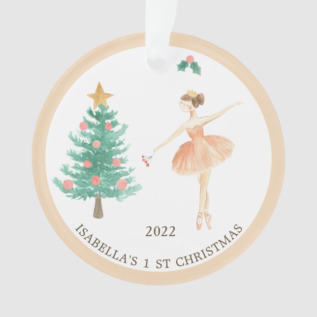 Ballerina Girl's 1st Christmas Ornament (Front)