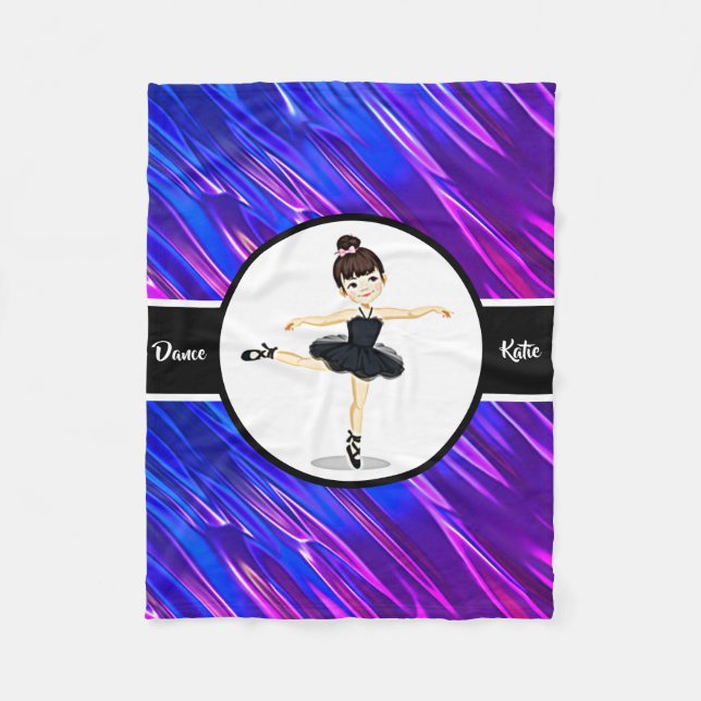 Ballerina Girls Blue / Purple Dance Ballet Fleece Blanket (Front)