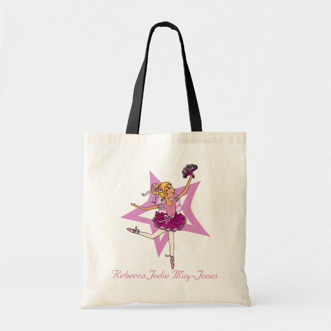 Ballerina girls personalised name pink ballet bag (Front)
