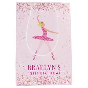 Ballerina Glitter Confetti Birthday Design Medium Gift Bag