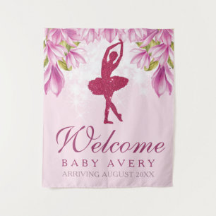 Ballerina Glitter Welcome Baby Baby Shower Tapestry