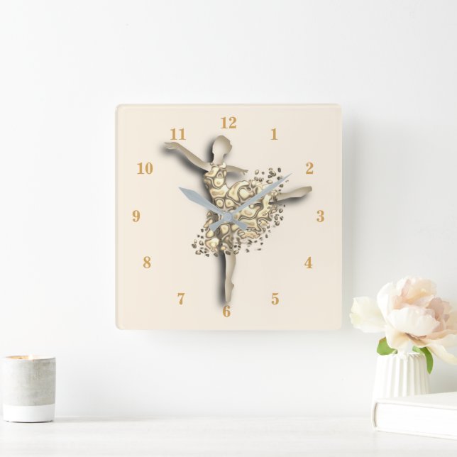 Ballerina Gold Clock Golden Ballet Dancer Girl (Home)