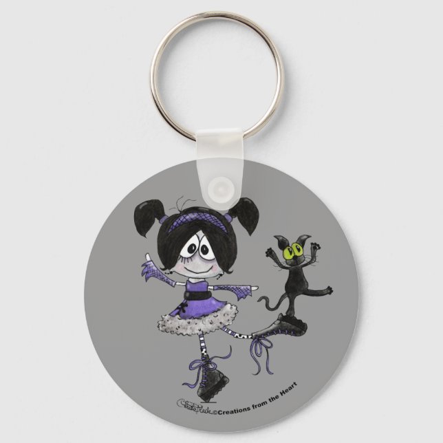 Ballerina Goth Style Key Ring (Front)