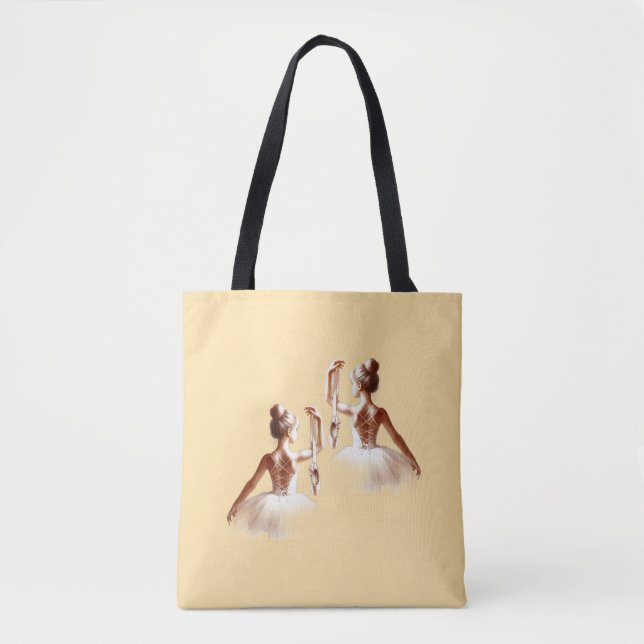 "Ballerina Grace – Artistic Watercolor Tote Bag" (Front)