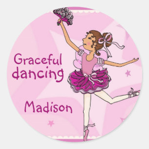 Ballerina graceful dancing sticker brunette/pink