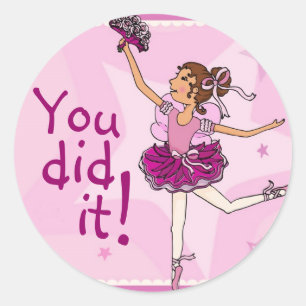 Ballerina graceful dancing sticker brunette/pink