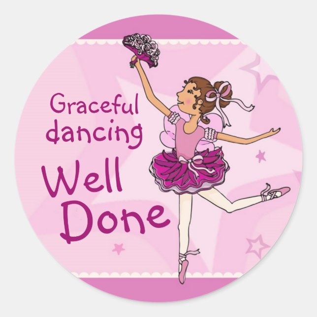 Ballerina graceful dancing sticker brunette/pink (Front)