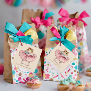 Ballerina Hamster Birthday Thank You Favour Tags
