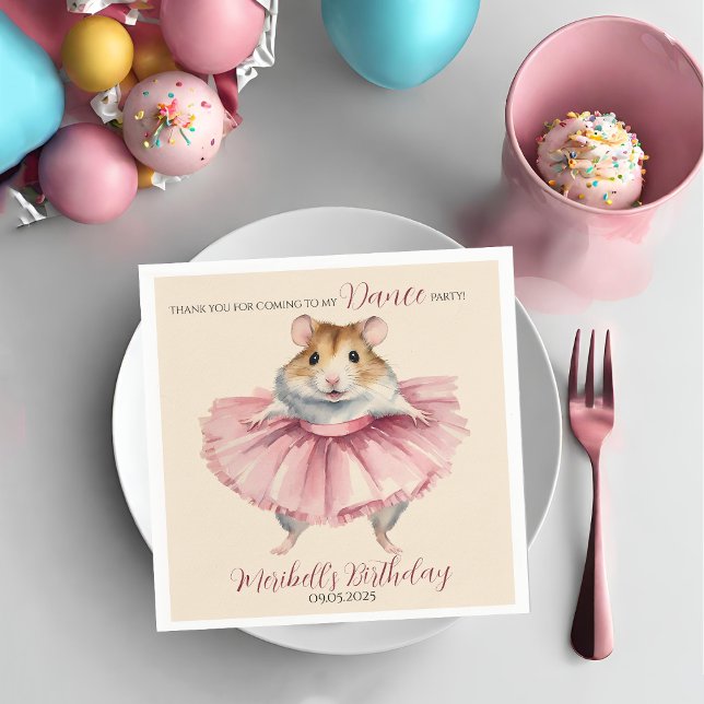 Ballerina Hamster Girls Birthday Dance Party Napkin (Creator Uploaded)