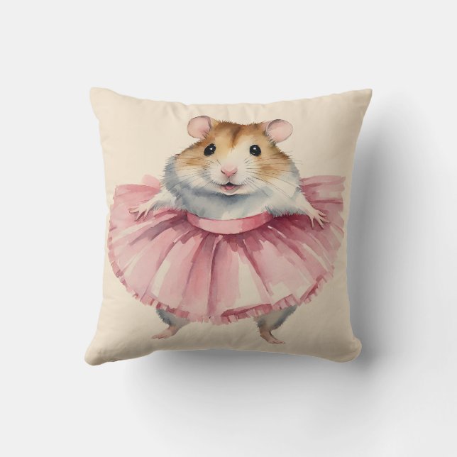 Ballerina Hamster Girls Cushion (Back)