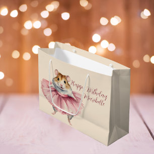 Ballerina Hamster Girls Personalised Birthday Large Gift Bag