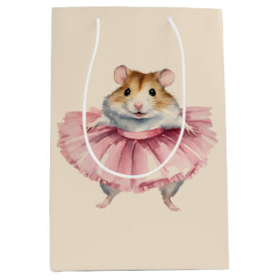 Ballerina Hamster Girls Personalised Birthday Medium Gift Bag