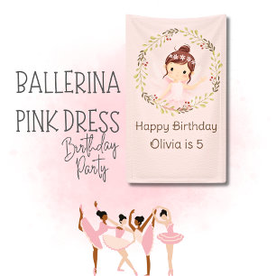 Ballerina Happy 5th Birthday Pink Party Banner