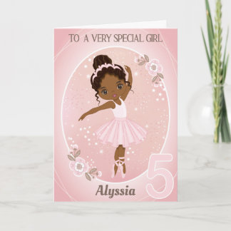 Ballerina Happy Birthday Card | 5 Years Old Girl 
