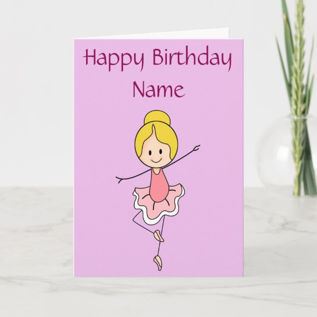 Ballerina Happy Birthday Personalised Card (Front)