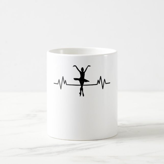 Ballerina Heartbeat Design Fun Classic Ballet Gift Coffee Mug (Center)