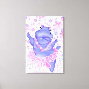 Ballerina Hippo Canvas Print Ballet Dancer