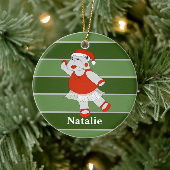 Ballerina Hippo Christmas Special Ceramic Tree Decoration (Tree)